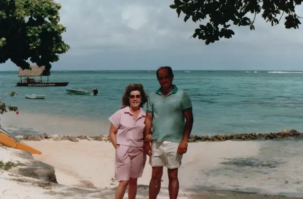 Mario R. Alvarez, Sr. on a tropical beach